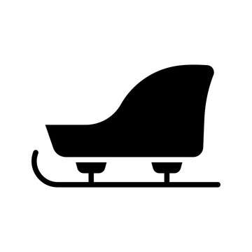Winter sled icon. Sports and sledding filled symbol. Black and white.