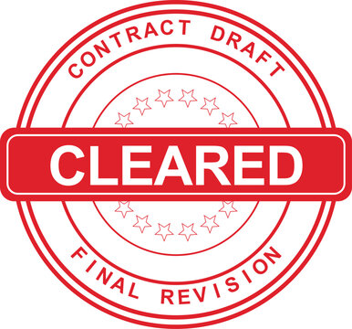 The round rubber stamp seal reads Cleared on a document for final revision.