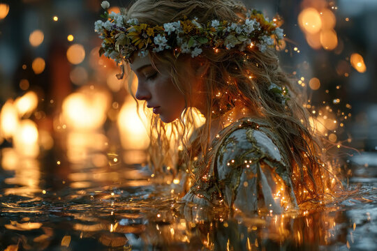 Slavic Water Goddess in Sacred Fire Ritual &mdash; Cinematic Pagan Fantasy