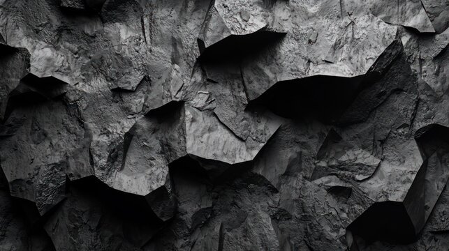 Abstract dark grey rock texture background with sharp edges.