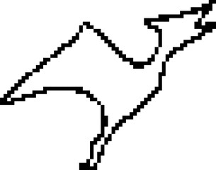 Black outline pixel art icon of a flying pterodactyl in retro 8-bit style on transparent background. © Oleh