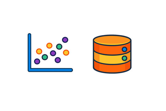 Data analysis and database icon concept