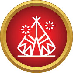 Traditional native tent wigwam or teepee icon in a red circle © ylivdesign