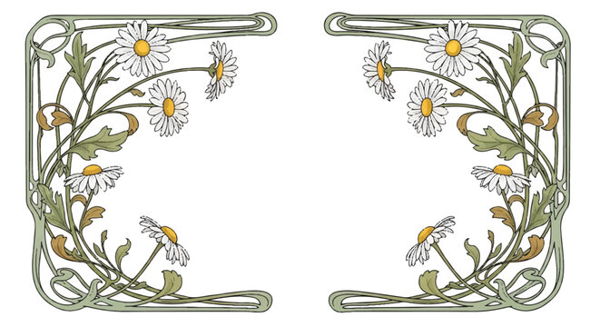 Art Nouveau Daisy Corner Ornaments.