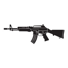 Fototapeta premium Assault Rifle Vector Silhouette Icon Black and White Automatic Weapon Illustration