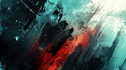 Fototapeta premium Abstract Textured Background of Deep Teal Black and Fiery Red Streaks.