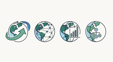 Fototapeta premium Global network connection icons