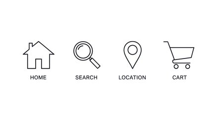 Icon set home search location cart © Iwak