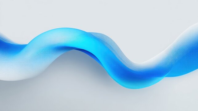 Abstract Blue Curved Wave Design on White Background for Digital Art