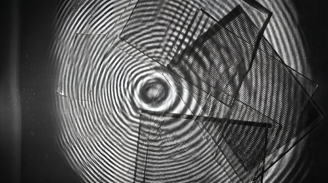 Abstract pattern of light waves creating interference and diffraction effects in a circular formation