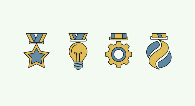 Iconic badges collection on white background