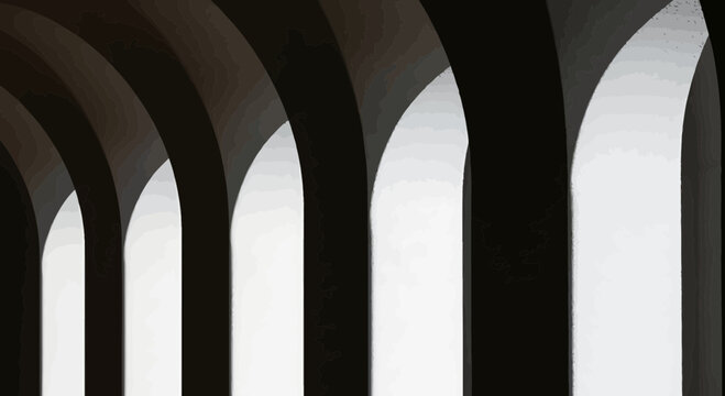 Abstract architectural arches with flowing lines and light