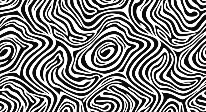 Abstract Black and White Zebra Stripe Pattern, Organic Swirls, Dynamic Lines, Modern Background
