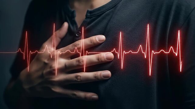 A person enduring a sudden panic attack, clutching their chest in distress, feeling overwhelming anxiety, heart palpitation, symbolizing mental health, urgent medical care