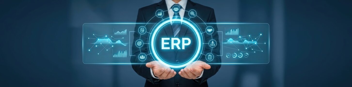 Enhancing business efficiency through erp solutions corporate office digital graphic professional environment close-up view technology concept for future growth