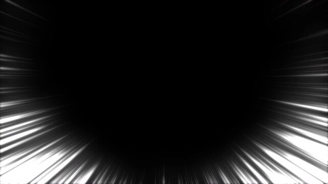 Cartoon concept abstract anime speed line, white speed lines isolated on a black background, moving zoom comic speed line, comic anime action speedline, fast speed lines loop animation 4k overlay.