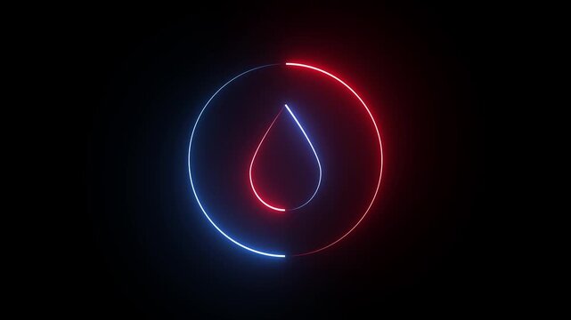 Blood drop neon animation on black background