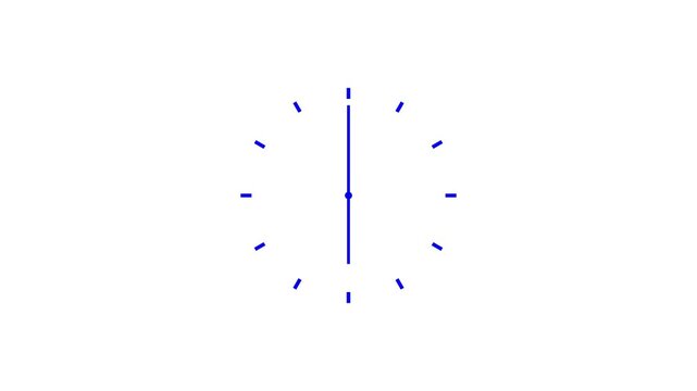 blue color watch icon animation on black background. glowing clock animation