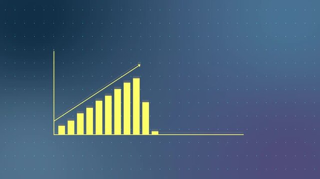 business graph chart & business growth animation on blue background. business grow up concept