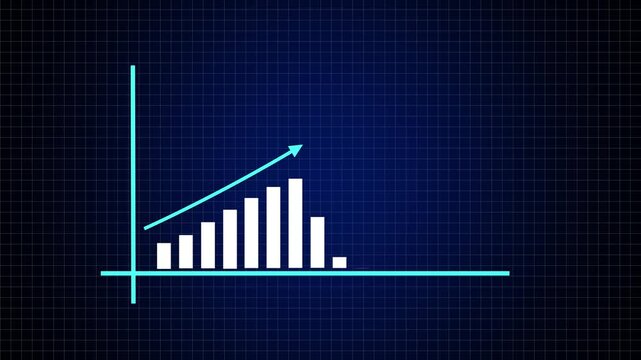 business grouth graph animation. growing business concept.Hi-tech style technology chart with a grid
