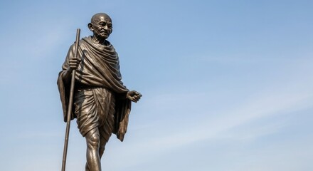 Fototapeta premium Mahatma gandhi statue symbolizing independence day india historical leadership and national pride