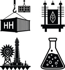 Fototapeta premium shipping container logistics crane port cargo harbor vector icon