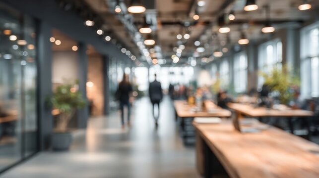 Modern industrial-style open-concept office space with natural light and collaborative work areas