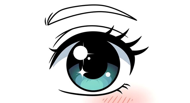 Anime Style Blue Eye Closeup Portrait.