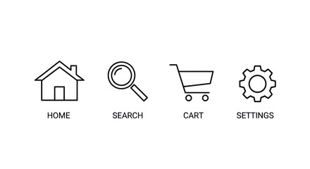 Icon set home search cart settings © Hylios