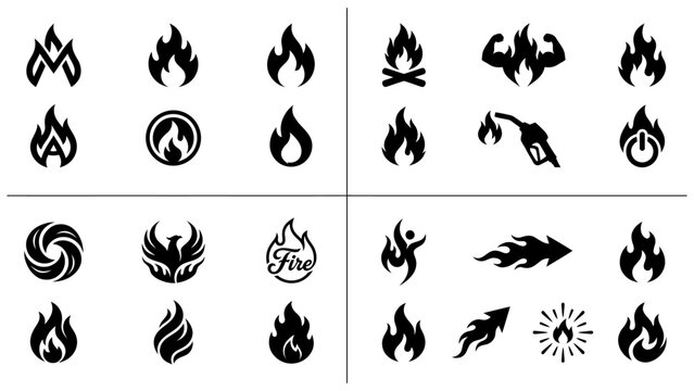 Flame and fire logo icons