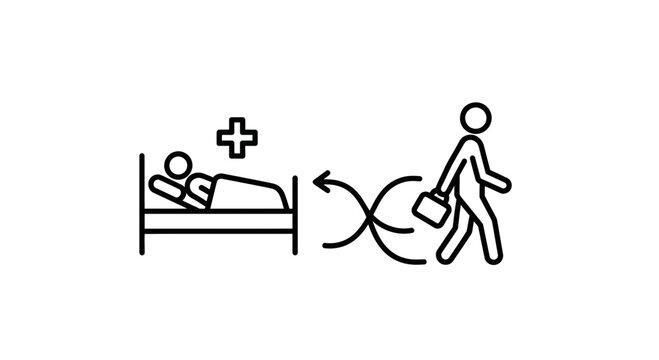 Patient recovery from hospital to work, healthcare and career transition concept