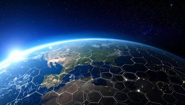 "Futuristic data visualization with glowing bar charts and line graphs against dark background."