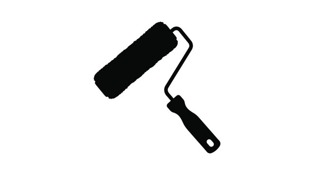 Silhouette of a paint roller on white background