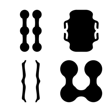 Abstract Connector and Bracket Symbol Icons - Minimal black vector icons featuring abstract connectors, curly brackets, and geometric symbols isolated on a white background.