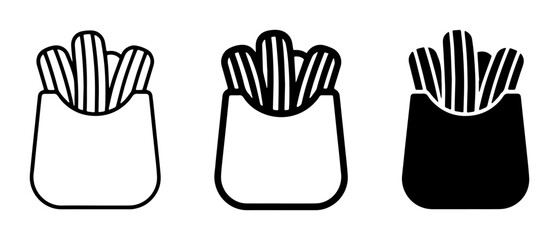 Obraz premium French Fries Icon Set, Fast Food Vector Graphics, Takeaway Snack Symbols, Minimalist Food Illustrations
