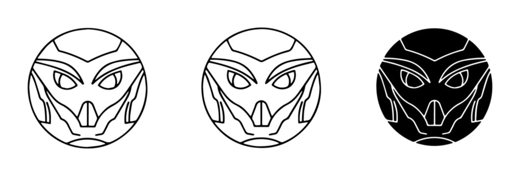 Sci-Fi Robot Face Icons, Futuristic Android Head Emblems, Cyberpunk Character Avatars, Minimalist Machine Spirit Symbols