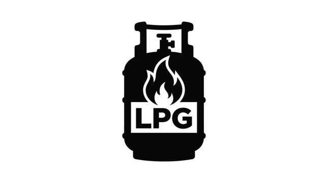 Lpg gas tank silhouette icon propane cylinder safety and fuel storage illustration