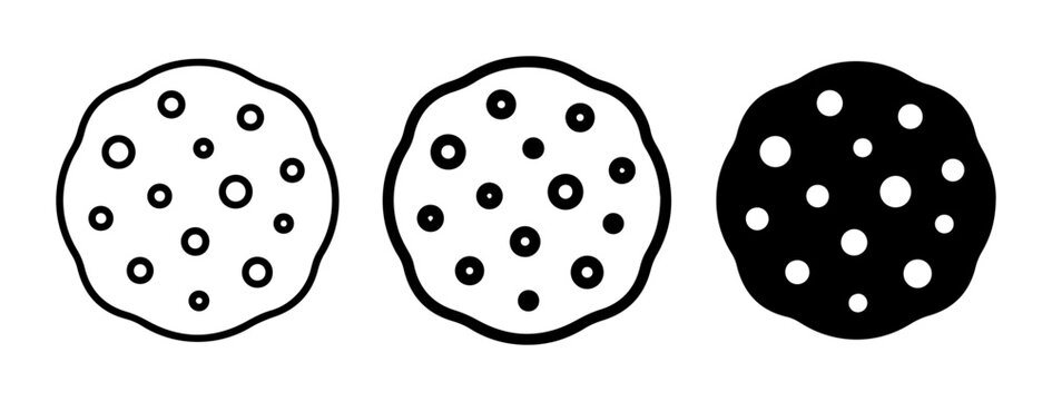 Round Cookie Icons, Chocolate Chip Cookie Vector Graphics, Sweet Treat Illustrations