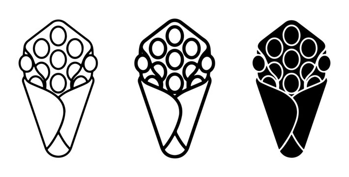Bubble Waffle Icons Set, Hong Kong Egg Waffle Vector Graphics, Sweet Treat Food Illustrations