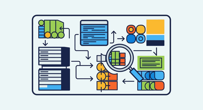 Data analysis flowchart, business process visualization, business intelligence concept