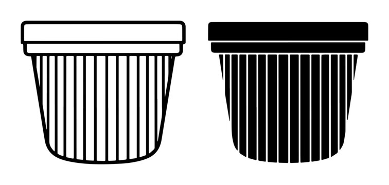 Two coffee pods, black and white vector icons. Coffee capsule, espresso pod, single-serve beverage container, modern design.