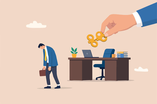 Exhausted employee recharged, power up or wind up to stimulate or motivate fatigue person concept, manager desk big hand turn wind up key or winder clockwork motivate businessman office worker