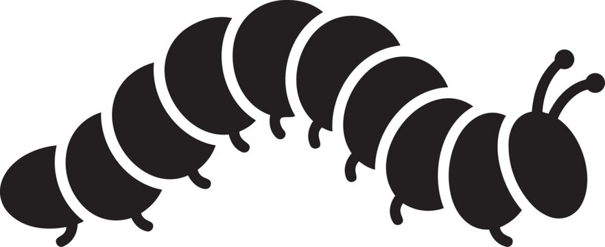 Black caterpillar icon simple vector illustration for nature and insect themes isolated on white background