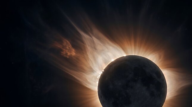 Total Solar Eclipse with Detailed Moon Surface and Solar Corona
