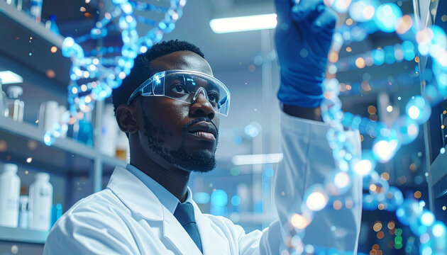 Un scientifique analyse des donn&eacute;es d'ADN en laboratoire