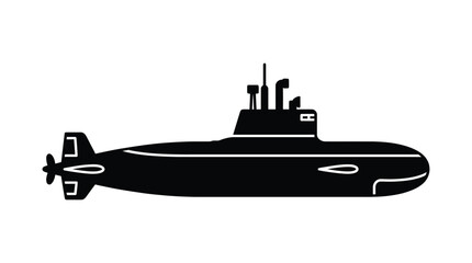 Fototapeta premium Submarine silhouette nautical vessel illustration for naval or oceanographic themes