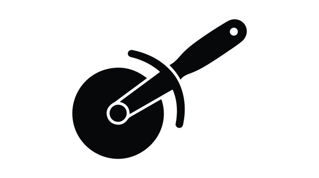 Black pizza cutter with handle on white background