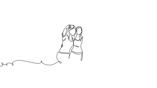 Continuous one line people group art drawing single business couple. Group people team vector diverse together award friendship talking office women concept meeting happy different guy sales character