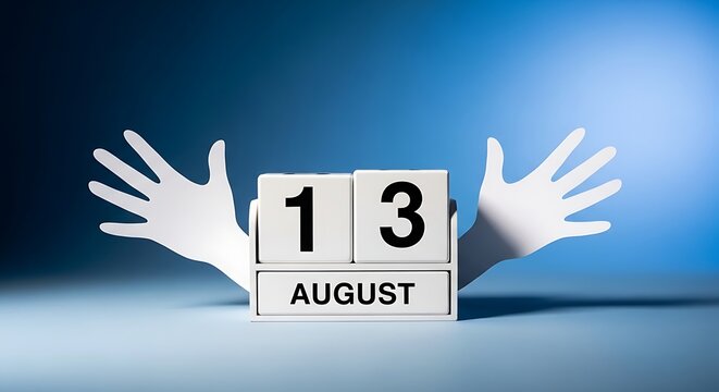 International friendship day concept august 13th calendar with handprints