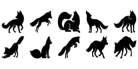 Obraz premium Clever Fox Head Silhouette Set - Wildlife Laser Cutting Templates and Geometric CNC Files